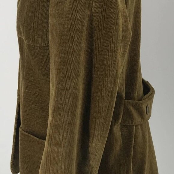 Max Mara golden brown herringbone print cotton velvet peak lapel blazer sz 12 - Picture 7 of 9